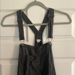 Aerie Black/Gray charcoal Denim Overalls